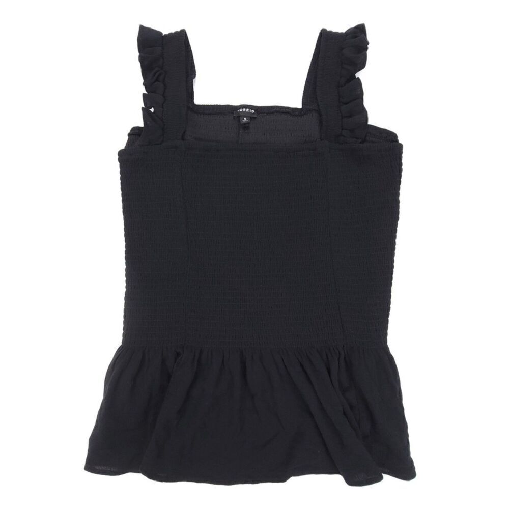 NEW Torrid Peplum Washable Crinkle Gauze Smocked Tank Top Plus Size 5X Black